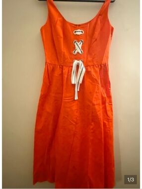Karen Millen Girls' Bright Orange Sundress with White Tie Detail